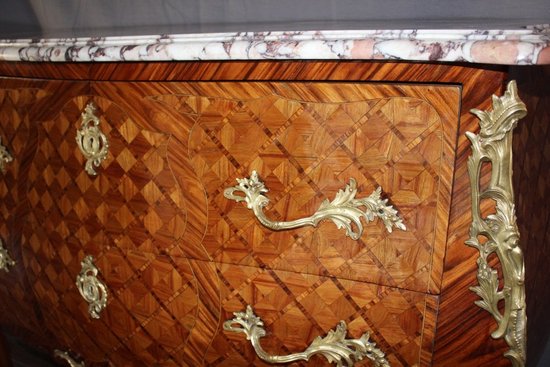 Louis XV Style Cube Inlaid Chest Of Drawers