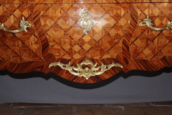 Louis XV Style Cube Inlaid Chest Of Drawers