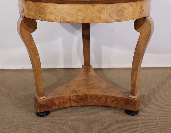 Pedestal table in walnut and marble, Restoration period - Early 19th century