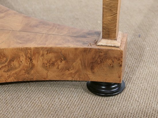 Pedestal table in walnut and marble, Restoration period - Early 19th century