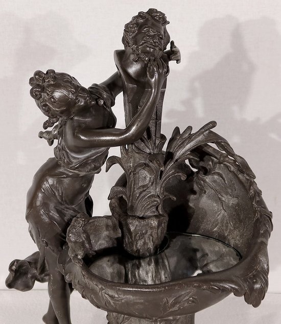 Sculpture en Etain « La fontaine », de G. Van de Voorde , Art Nouveau – 1900