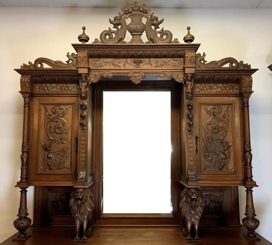 Renaissance style hunting lodge furniture in solid walnut