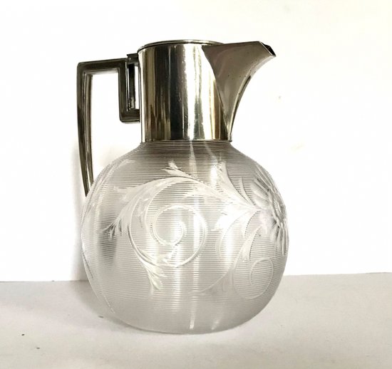 Carafe à jus de fruits en cristal et argent 