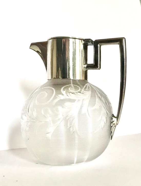 Carafe à jus de fruits en cristal et argent 