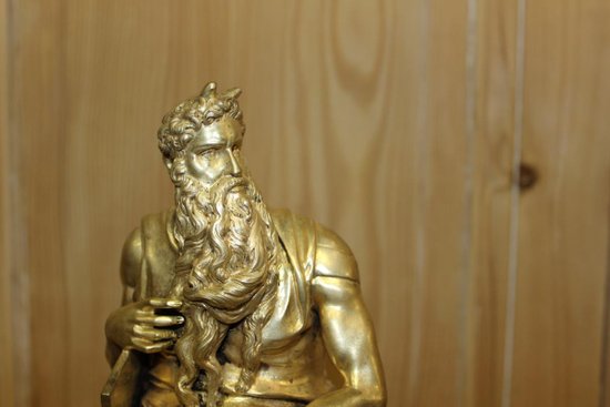 Gilded bronze Moses Holding the Tables of the Law after Michelangelo