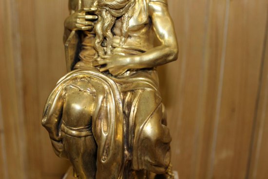 Gilded bronze Moses Holding the Tables of the Law after Michelangelo