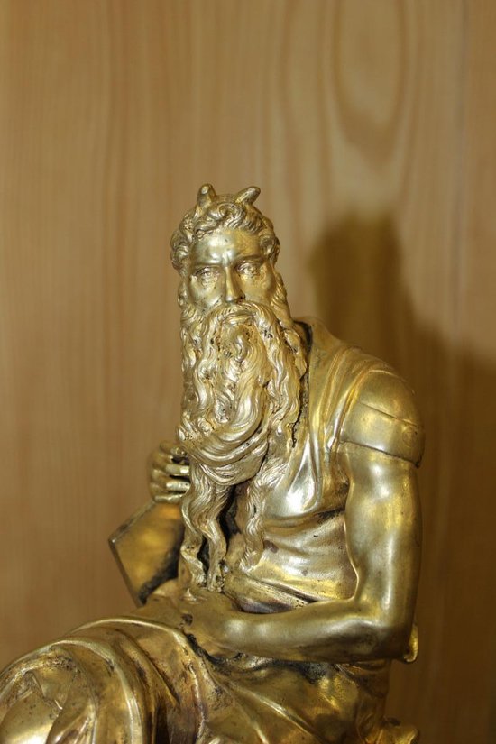 Gilded bronze Moses Holding the Tables of the Law after Michelangelo