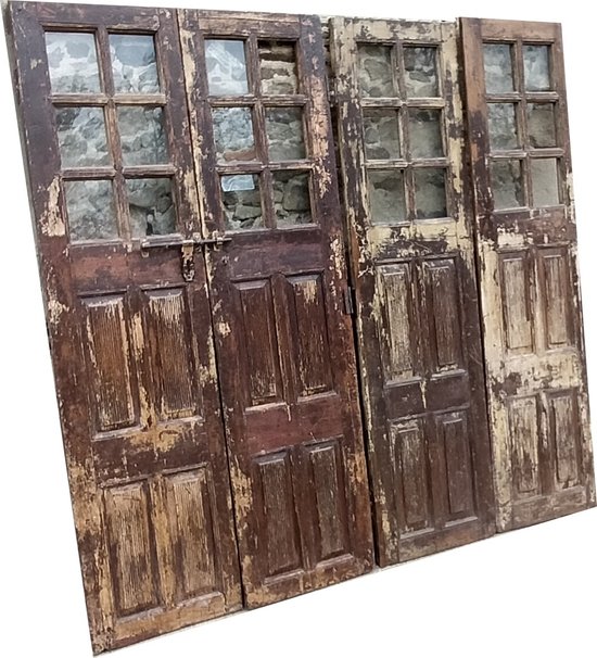 Two Pairs Of Antique 19th Century Teak Glass Doors