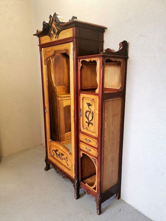 Cabinet Art Nouveau Ecole de Nancy "Aux Pavots