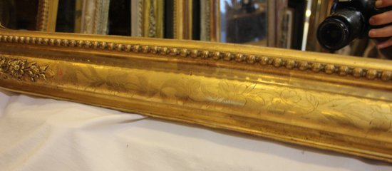 Pair Of Antique Rectangle Gold Leaf Beaded Mirrors Original, nitrate mirror 88 X 104 Cm