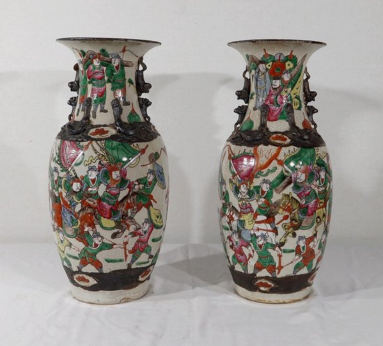 Pair of Nanjing Porcelain Vases, China - Late 19th century