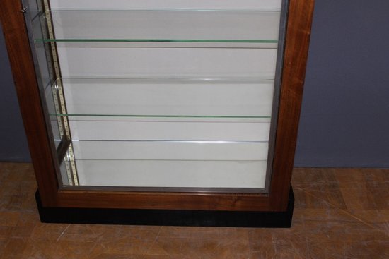 Art Deco period walnut and nickel-plated brass display case circa 1930