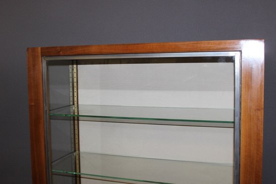 Art Deco period walnut and nickel-plated brass display case circa 1930