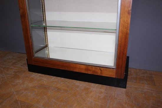 Art Deco period walnut and nickel-plated brass display case circa 1930