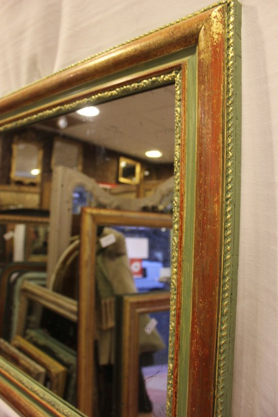 Louis Philippe Rectangle Gold And Patina Mirror, Mercury Glass 79 X 101 Cm