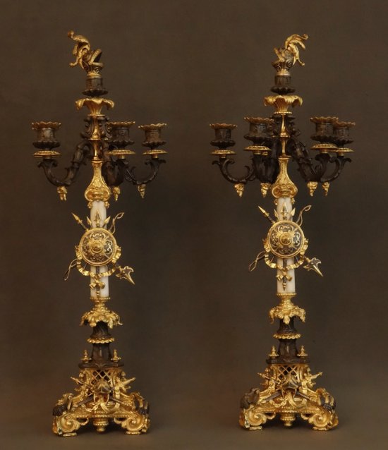 Paire De Girandoles Aux Trophées 1820