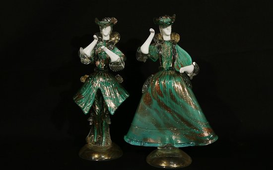 Pair of Murano glass characters