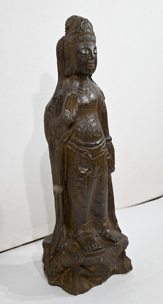 Black Stone Buddha Statue - 2nd half XIXth century