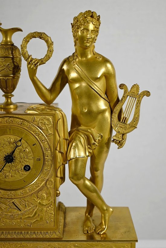 Clock in gilded bronze, stamped " Leroy Palais Royal ", Empire period - Early 19th century