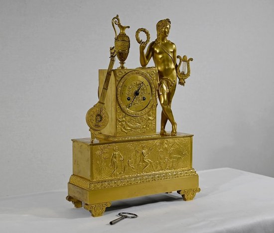 Clock in gilded bronze, stamped " Leroy Palais Royal ", Empire period - Early 19th century