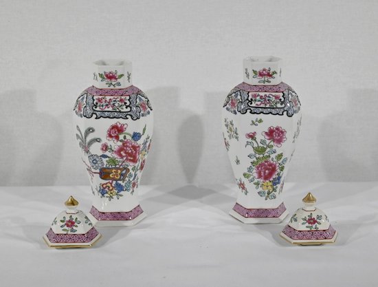 Pair of Hexagonal Earthenware Vases, China - Late 19th century