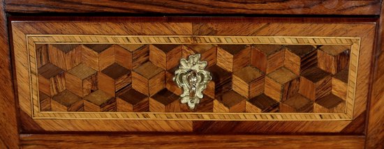 Small Chiffonnier in precious wood marquetry, Napoleon III period - Mid 19th century