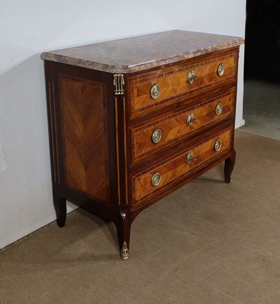 Small chest of drawers in Precious Wood Marquetry, stamped C-M. Magnien, Louis XVI period - XVIIIth century