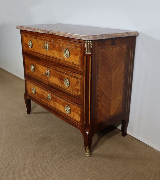 Small chest of drawers in Precious Wood Marquetry, stamped C-M. Magnien, Louis XVI period - XVIIIth century