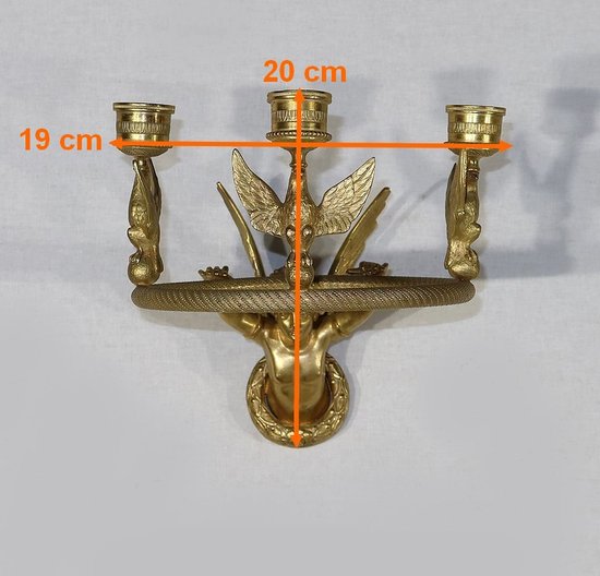 Pair of gilt bronze candle holders, Empire - Early 19th century