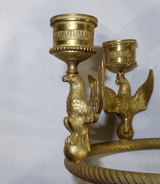 Pair of gilt bronze candle holders, Empire - Early 19th century