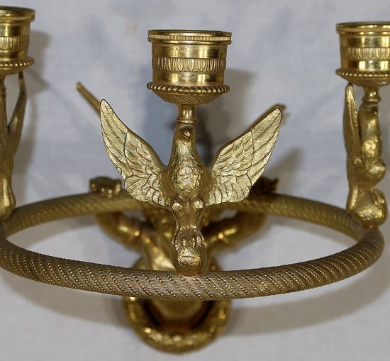 Pair of gilt bronze candle holders, Empire - Early 19th century