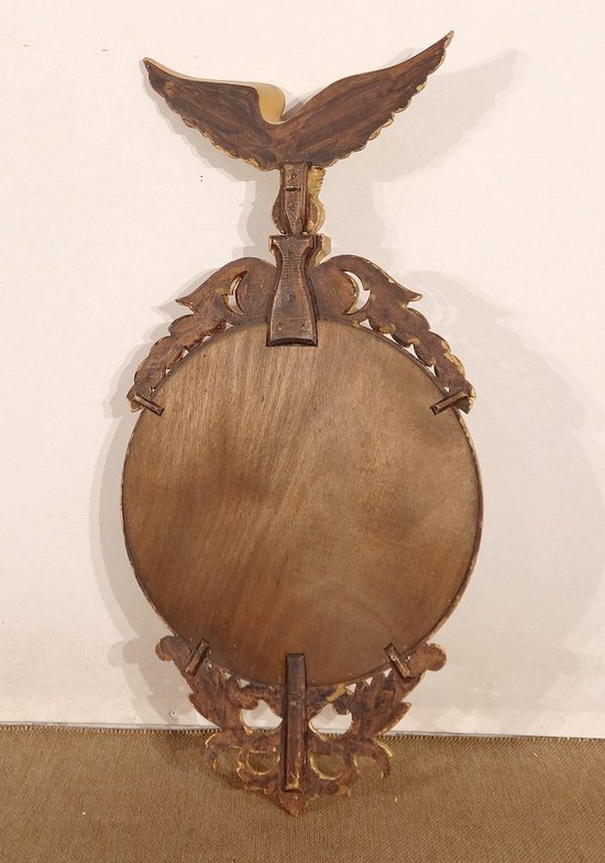 Gilded Wood Witch Mirror, Empire style - Mid 20th century