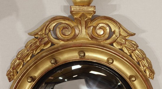 Gilded Wood Witch Mirror, Empire style - Mid 20th century