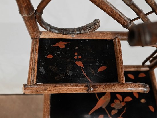 Small Bamboo Shelf and Pair of Wall Brackets with Asian decoration - 1920