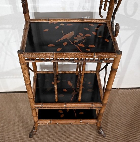 Small Bamboo Shelf and Pair of Wall Brackets with Asian decoration - 1920