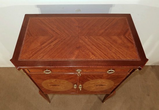 Petit Meuble d’entre-deux en bois précieux, style Transition Louis XV / Louis XVI – Début XXe