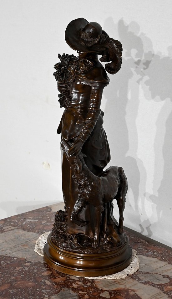 Important Bronze " The elegant lady and her dog ", by A. Gaudez - End of XIXth century