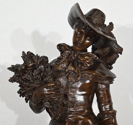 Important Bronze " The elegant lady and her dog ", by A. Gaudez - End of XIXth century