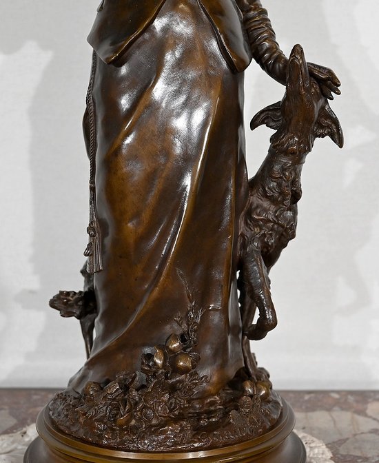 Important Bronze " The elegant lady and her dog ", by A. Gaudez - End of XIXth century