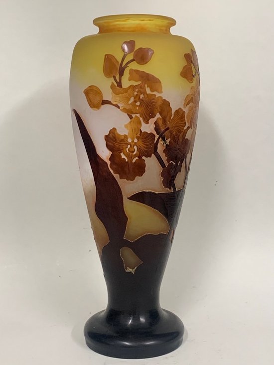 Gallé, Vase Au Décor De l'Orchidée Oncidium