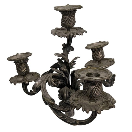 Paire De Chandeliers  En Bronze Argenté Aux Angelots XIXème