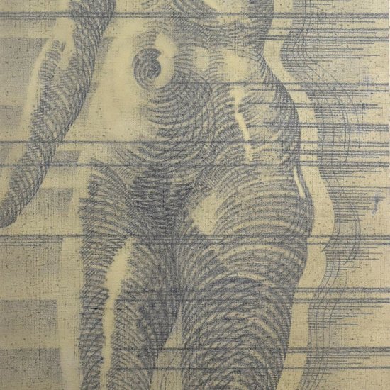 Large Portrait Of Woman In Bold Pencil 60s Martinez