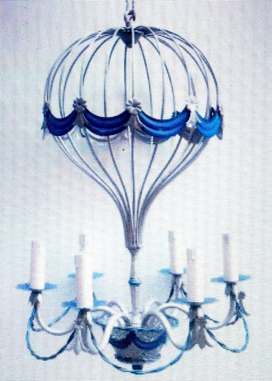 Balloon chandelier in sheet metal in the spirit of Baguès