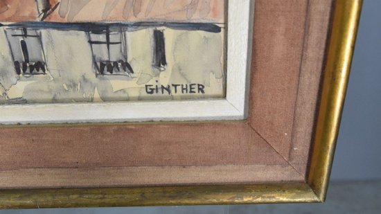 Parisian Roofs Gouache Signed Ginther