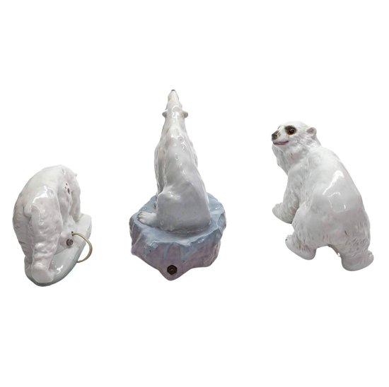 Set Of 3 Ceramic Bear Nightlights Art Deco 1930