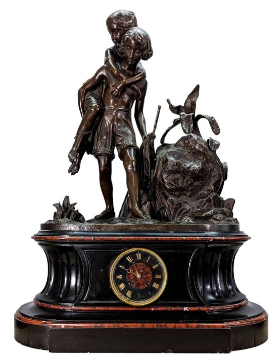 Garniture Bronze XIXème  Paul Et Virginie Par Charles  Cumberworth