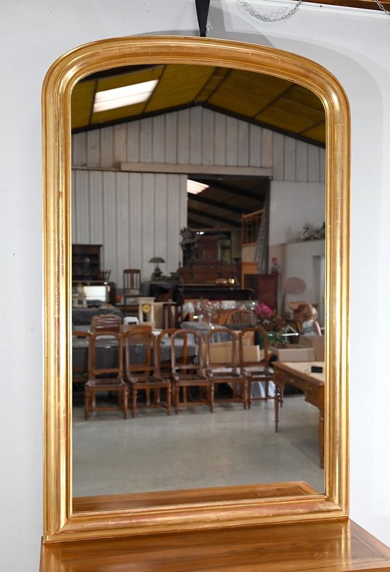 Important Gilded Mirror with Gold Leaf, Louis-Philippe Period - Mid-19th Century