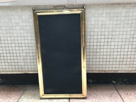 Old Brass Fireplace Screen Early 20th Century Great Height