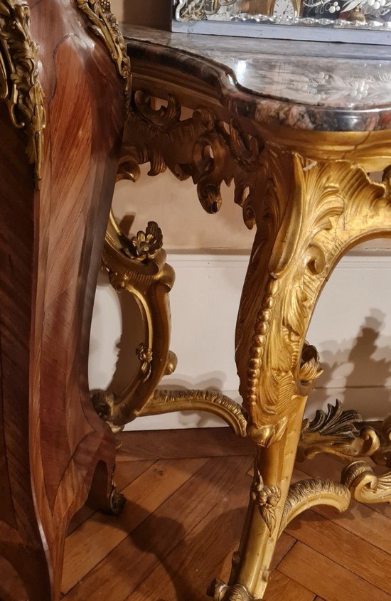 Large Gilded Wooden Console Napoleon III