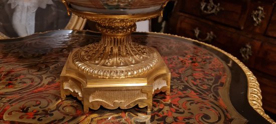 Canton Porcelain Centerpiece, Gilt Bronze Mount